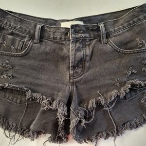 ONE TEASPOON CUT OFF BLACK DENIM SHORTS sz 28 Button Fly